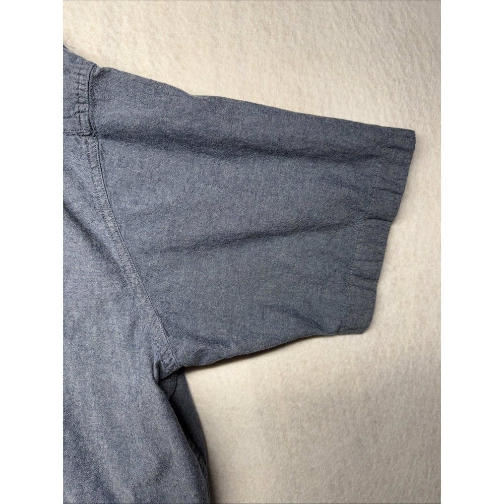 Wrangler Mens Blue Chambray Short Sleeve Button Down Shirt 2XL Cotton Workwear - Picture 3 of 14